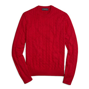 Supima Cable Crewneck Sweater - Red Heather